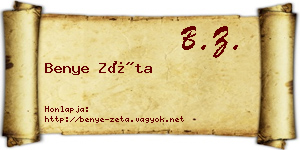 Benye Zéta névjegykártya